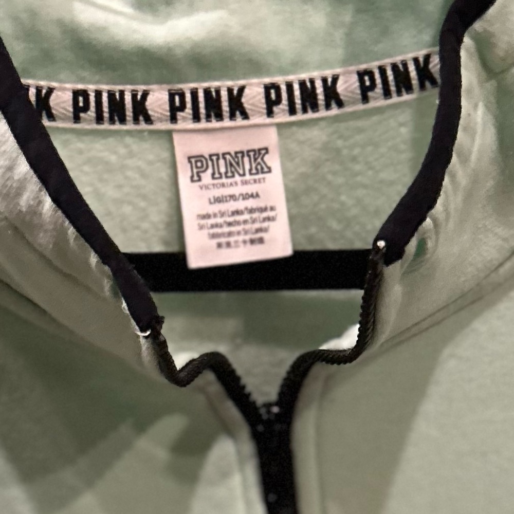 PINK Victoria's Secret Light Green Half-Zip Hoodie - Picture 2 of 2